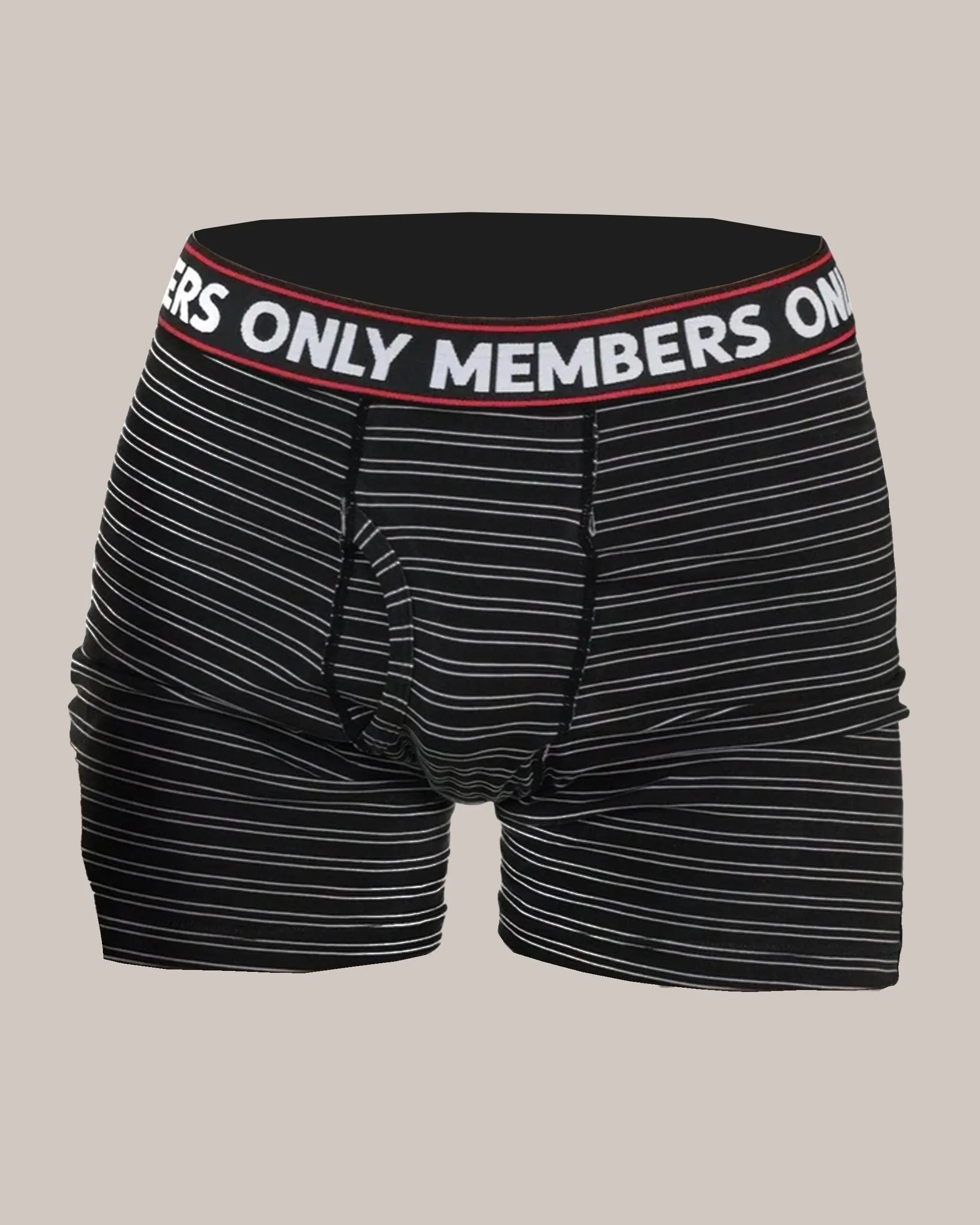 Members Only Men's 3 Pack Poly Spandex Athletic Stripe Boxer Briefs - BLACK GREY STRIPE