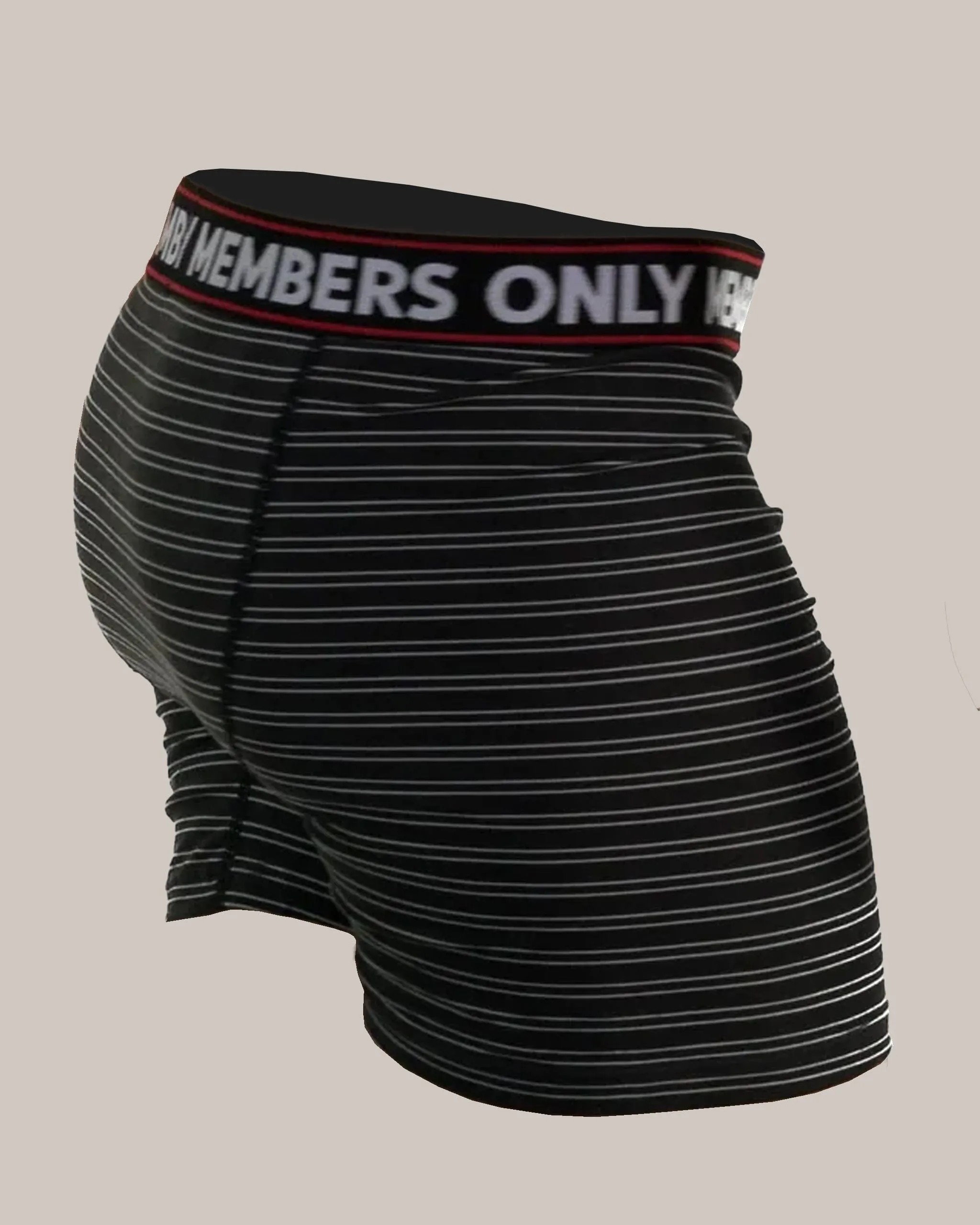 Members Only Men's 3 Pack Poly Spandex Athletic Stripe Boxer Briefs - BLACK GREY STRIPE