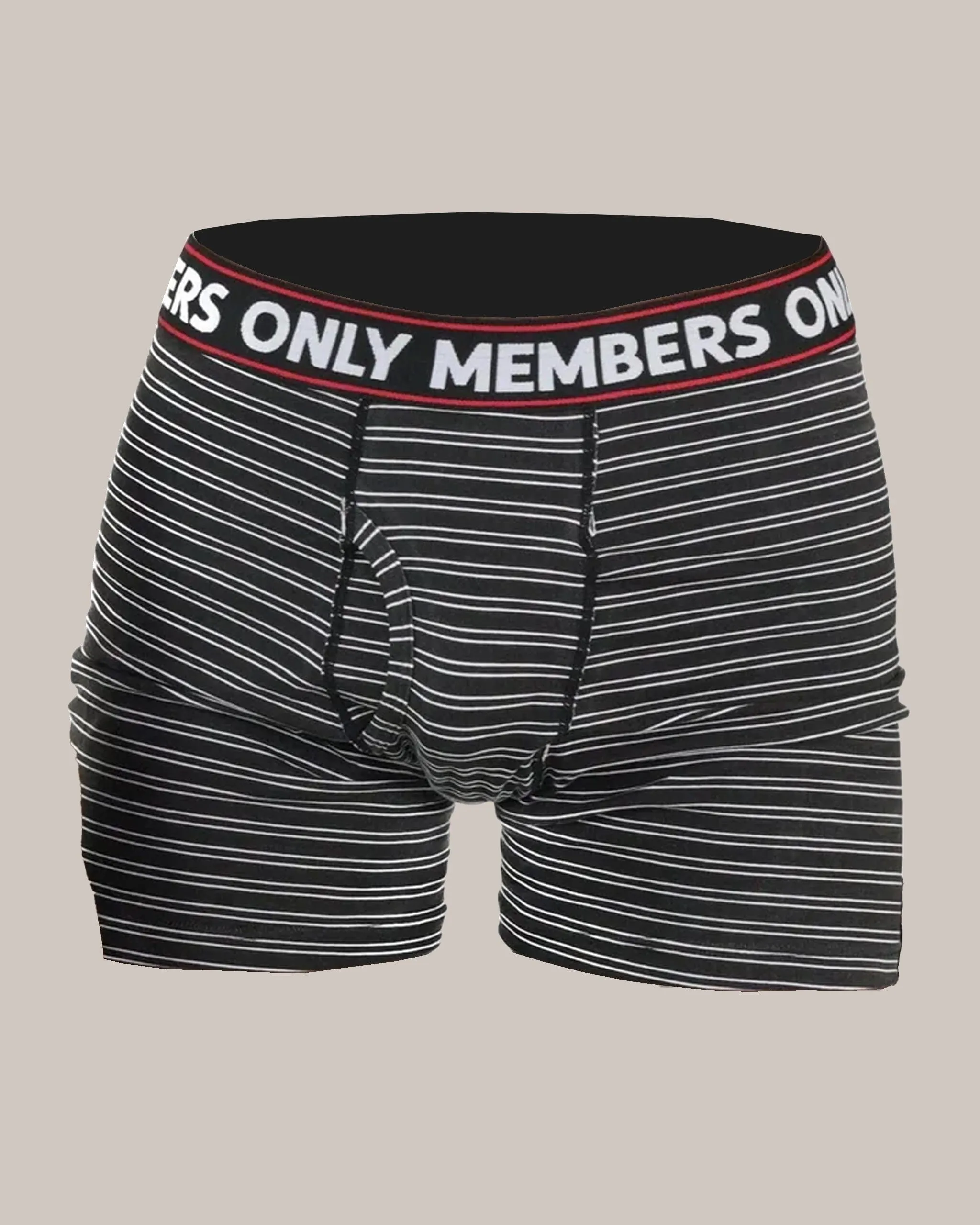 Members Only Men's 3 Pack Poly Spandex Athletic Stripe Boxer Briefs - Black White Stripe