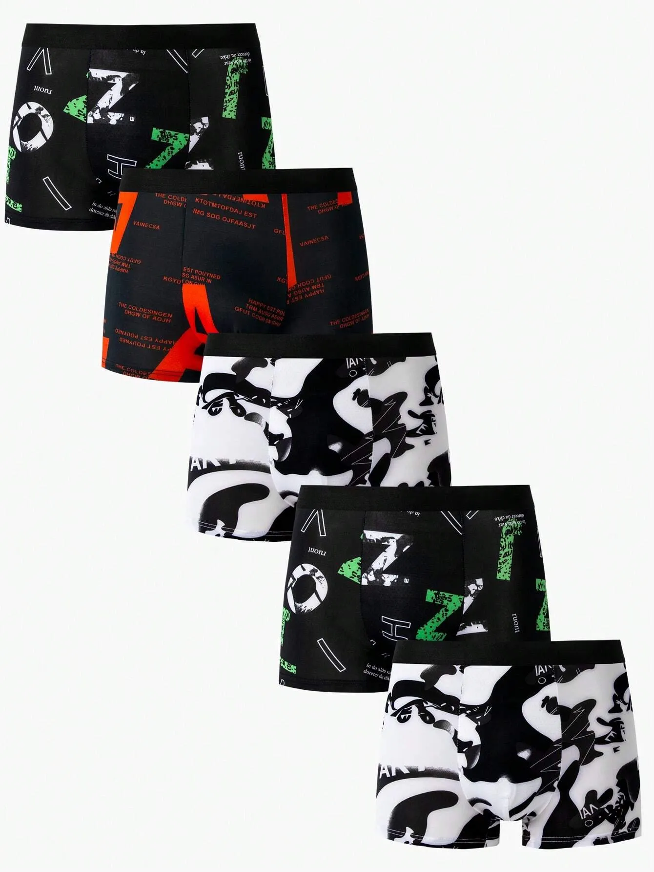 Men's Contrast Color Letter Print Boxer Briefs (6pcs/Set)