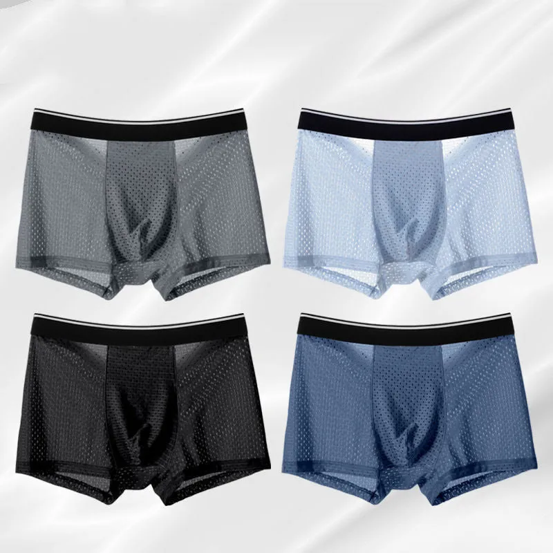 Men's Ice Silk Boxer Crotch Boxer Briefs Underpants