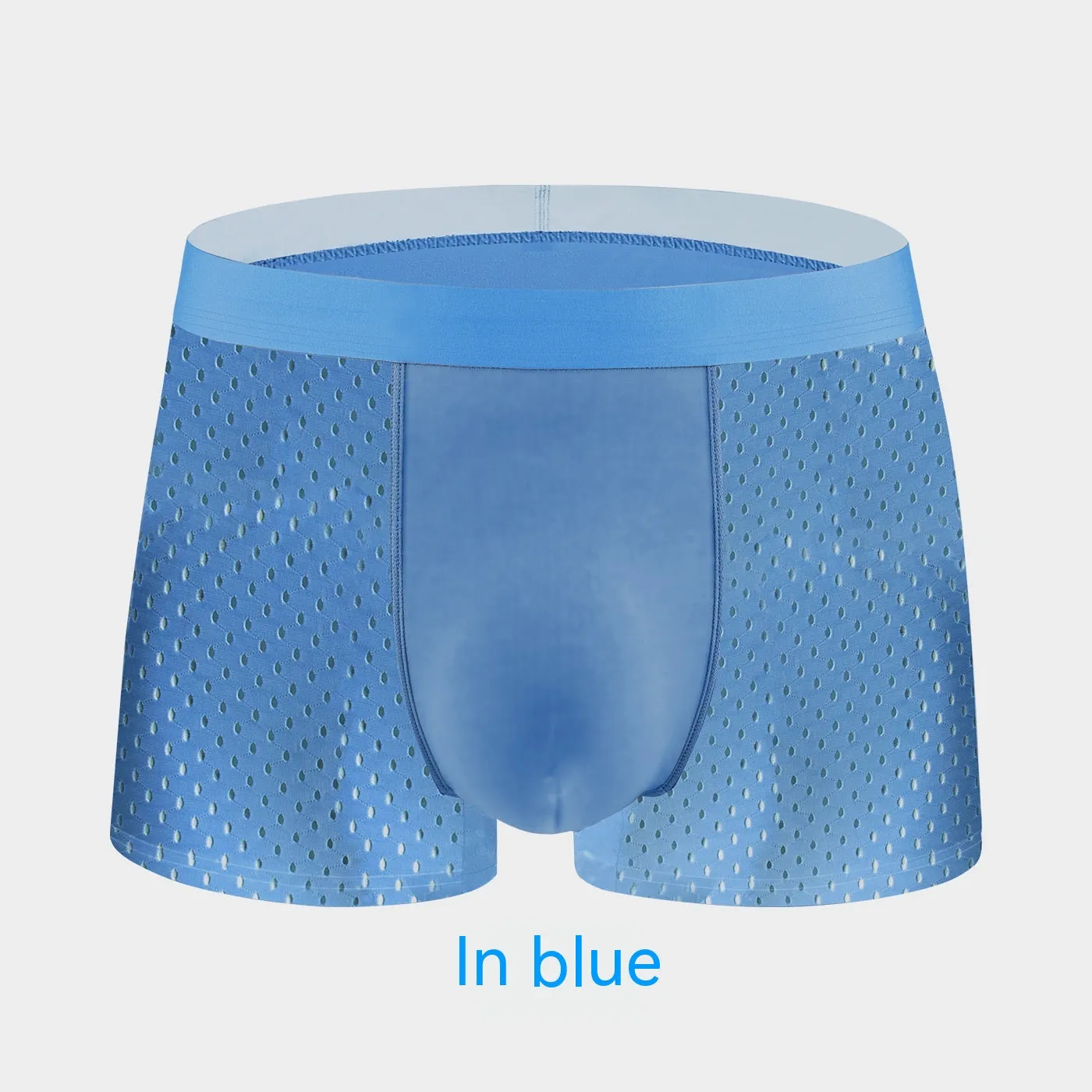 Men's Ice Silk Mesh See Through Breathable Boxer Briefs