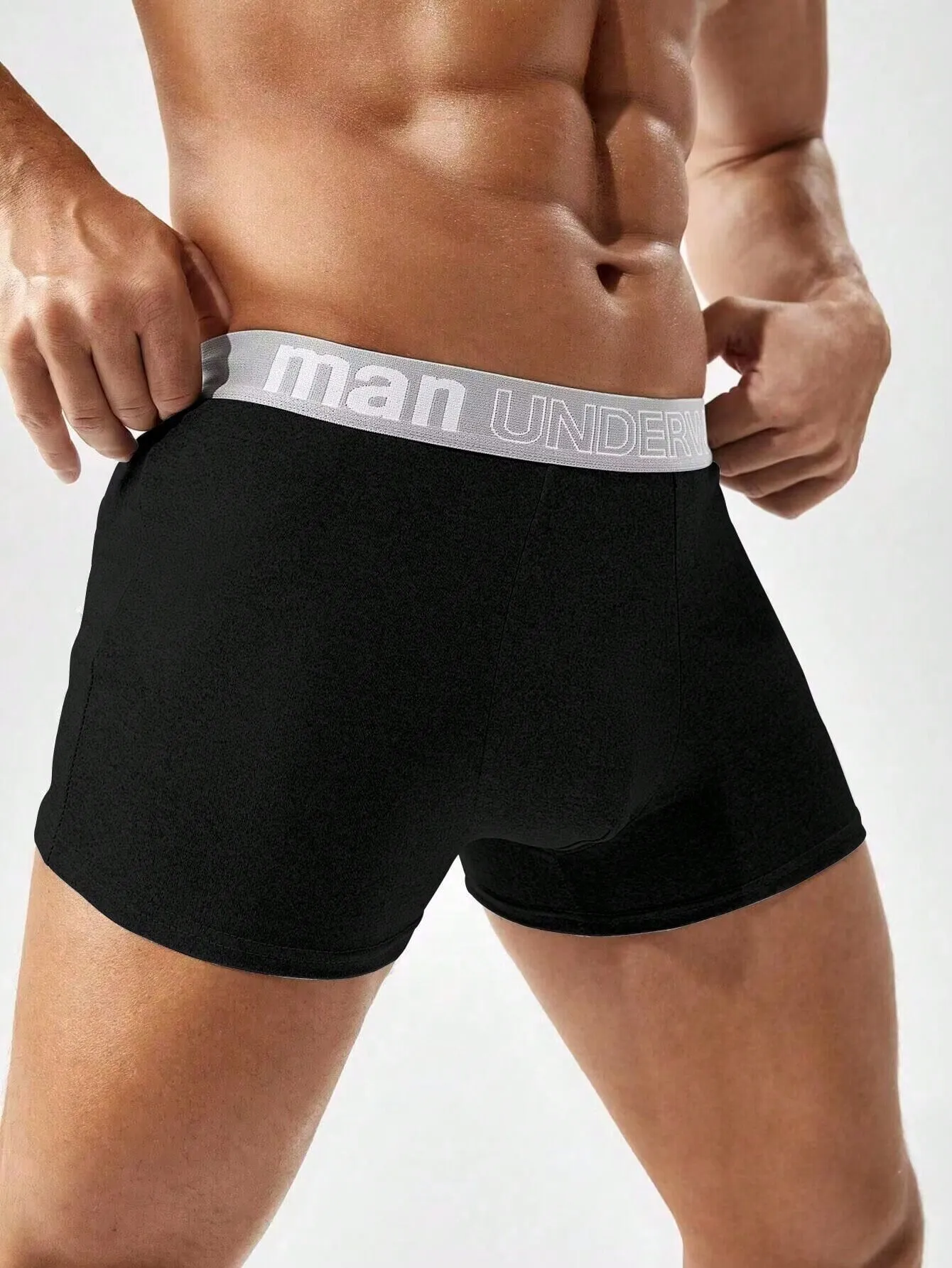 Men's Letter Print Drawstring Color Block Casual Boxer Shorts (4pcs Combo)