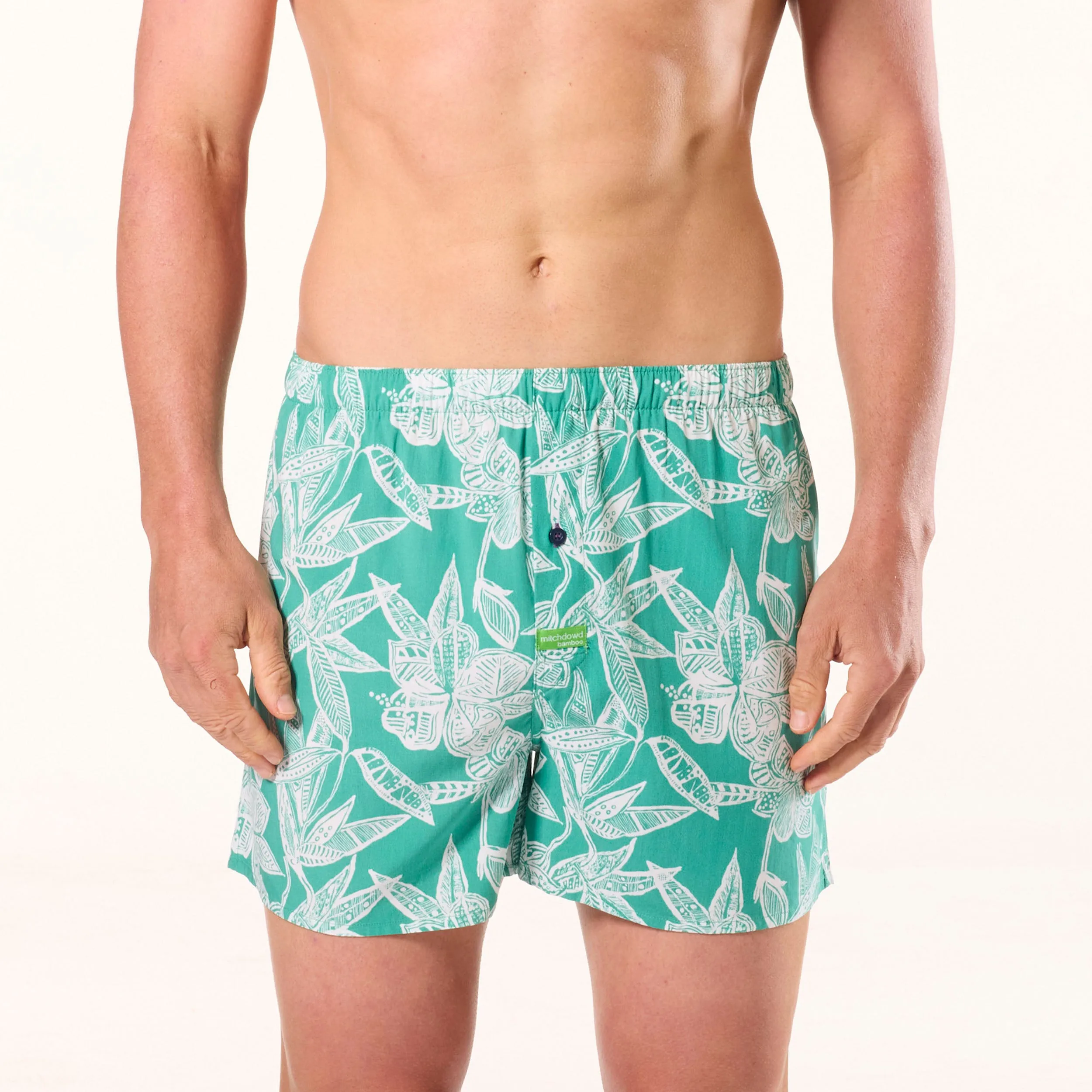 Men's Maui Blossoms Bamboo Boxer Shorts - Green