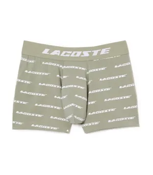 Men’s Trunks with Logo Print and Waistband Lychen Khaki/White