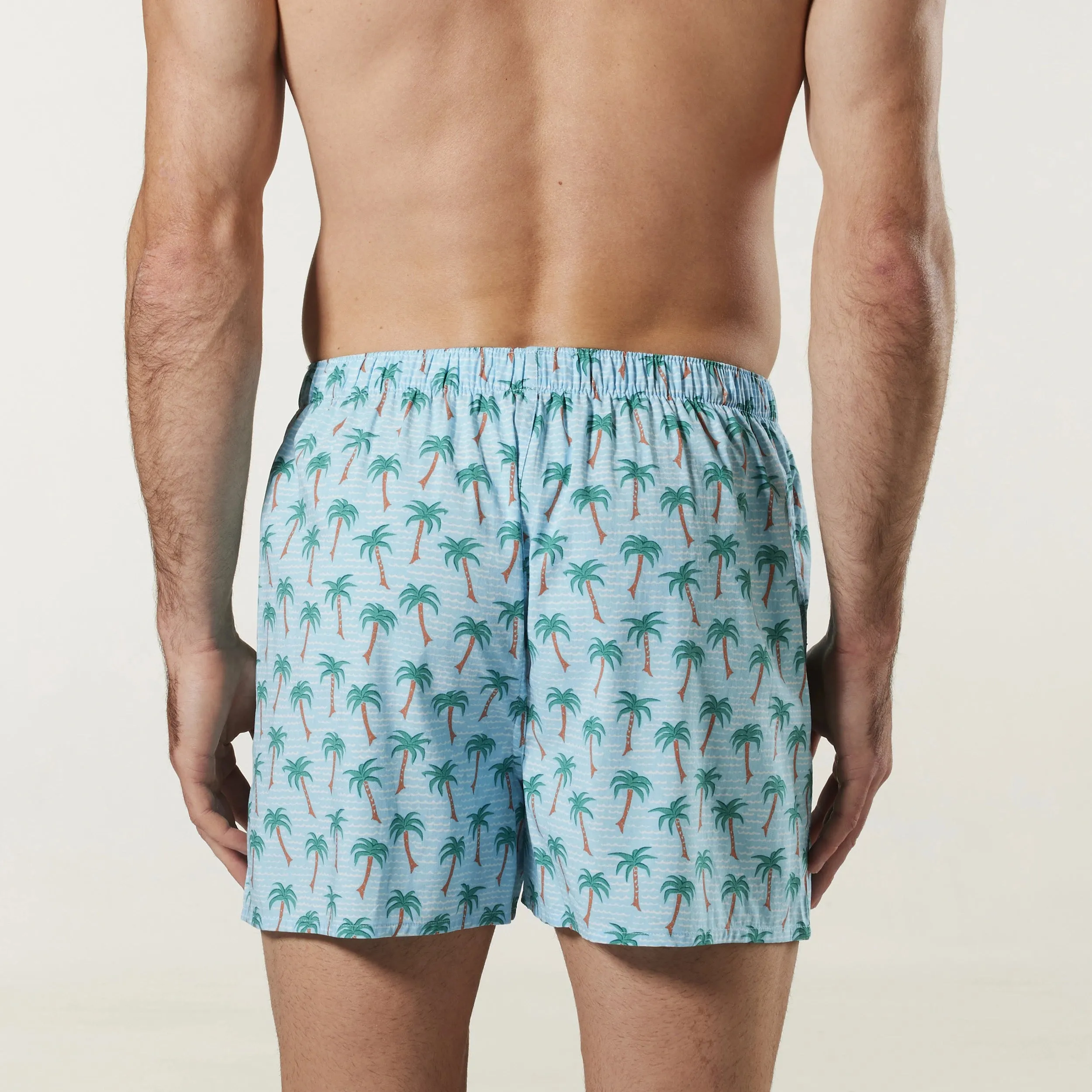 Men's Water Palms Bamboo Boxer Shorts - Sky Blue