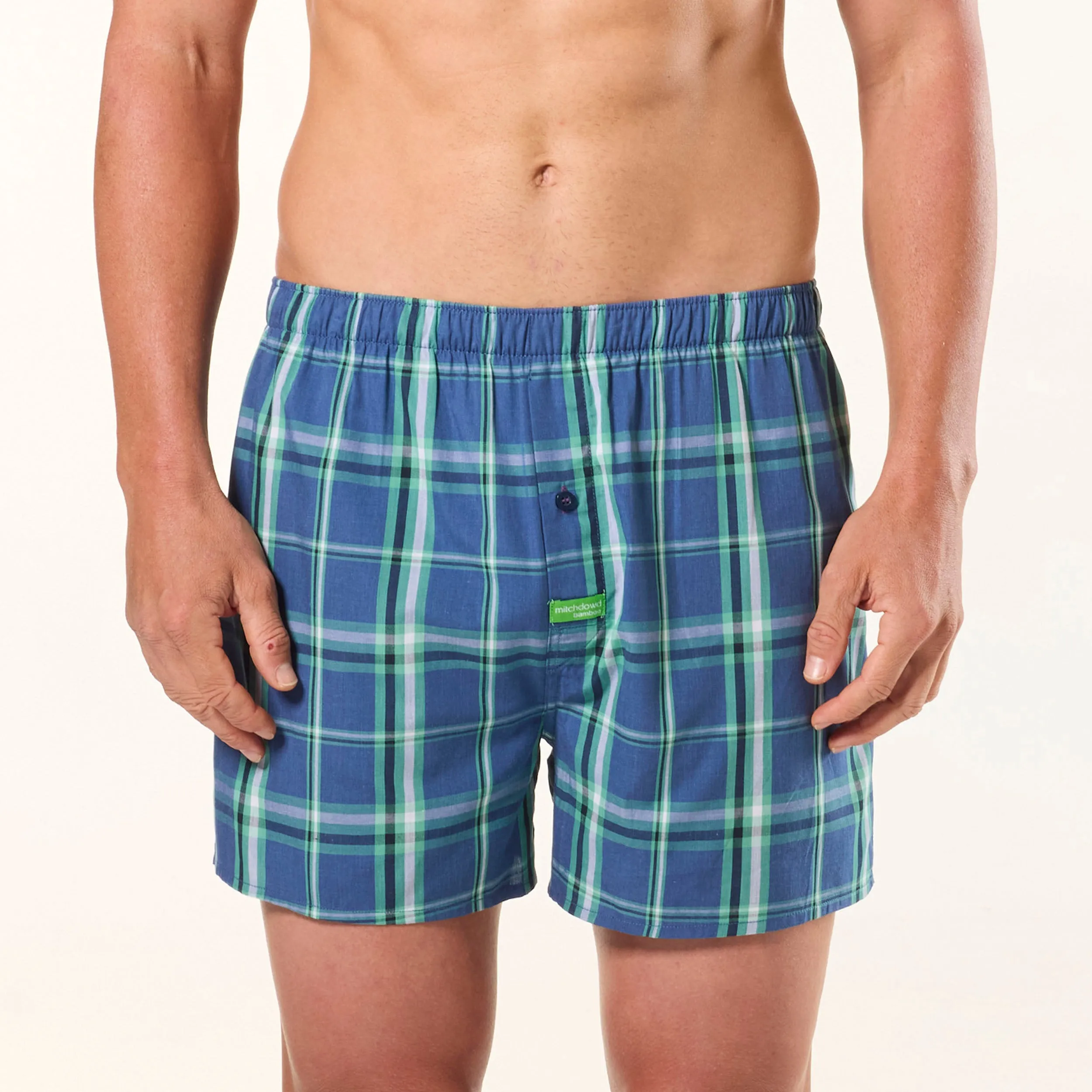 Men's Windsor Check Bamboo Boxer Shorts - Denim