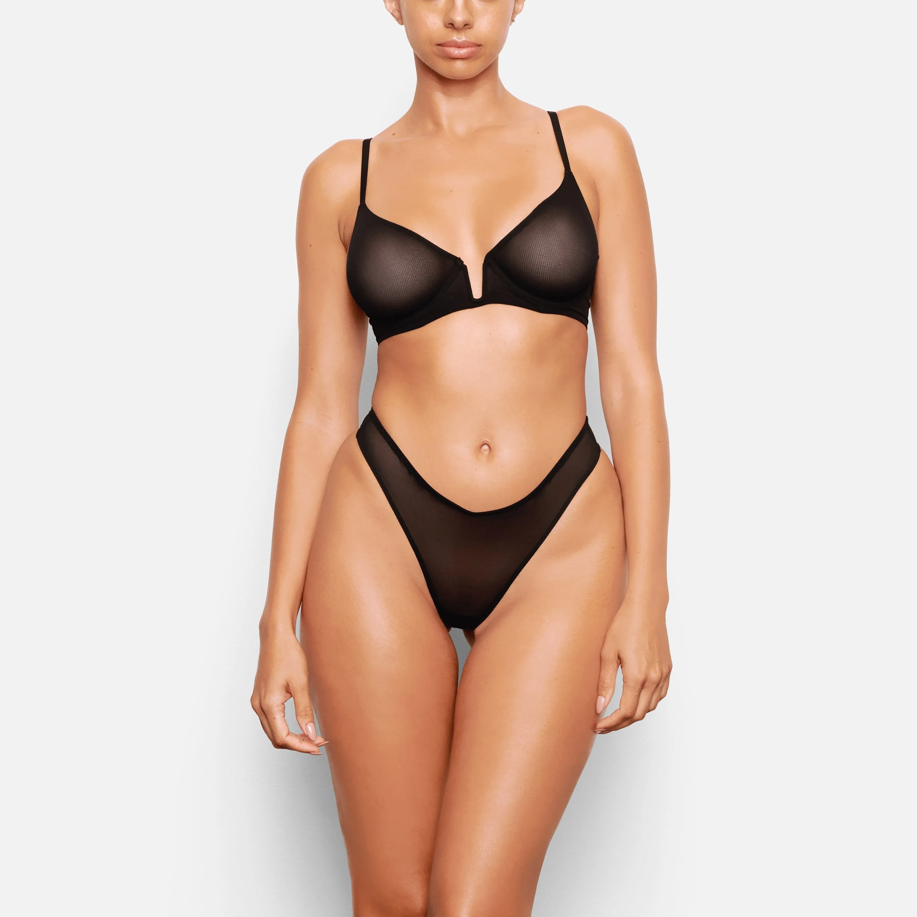 MESH BUILT UP THONG | ONYX