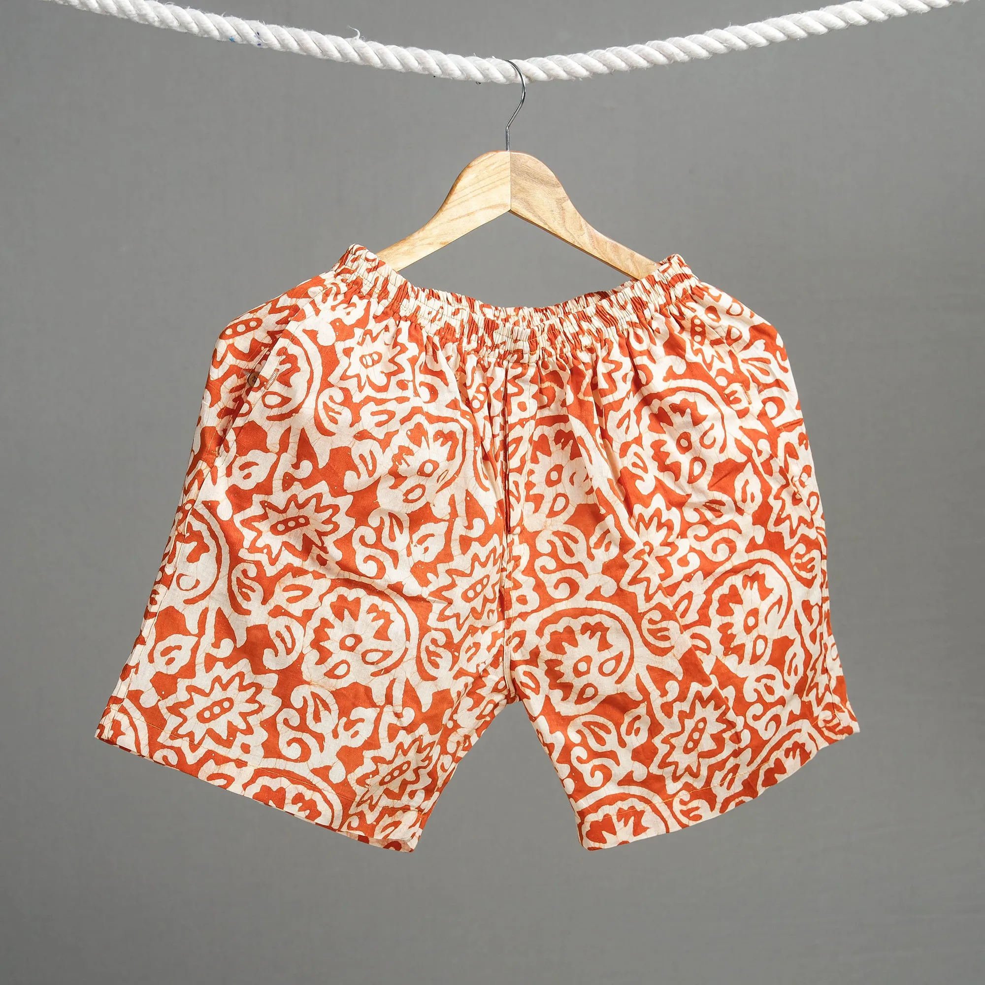 Orange - Hand Batik Printed Cotton Unisex Boxer/Shorts