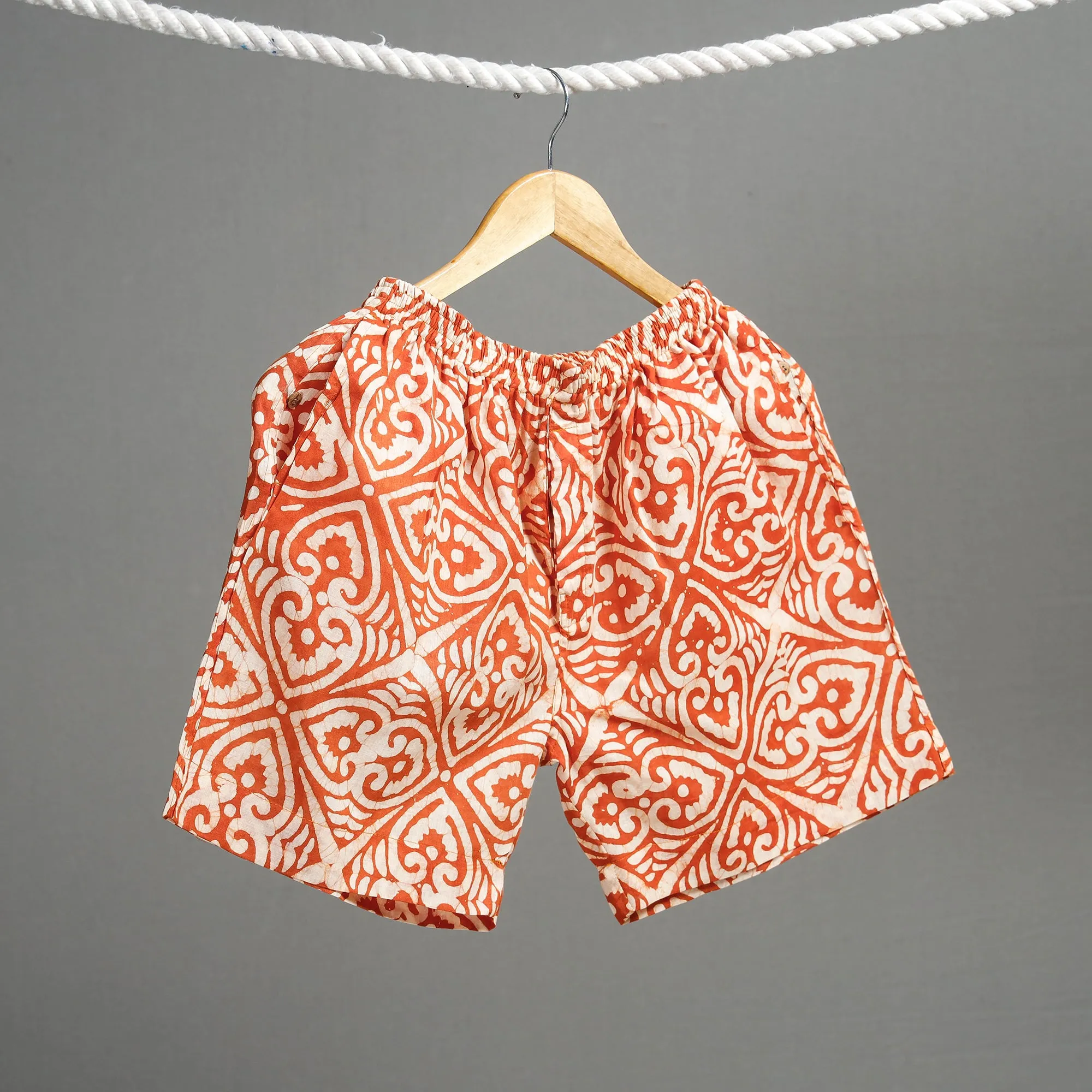 Orange - Red - Hand Batik Printed Cotton Unisex Boxer/Shorts