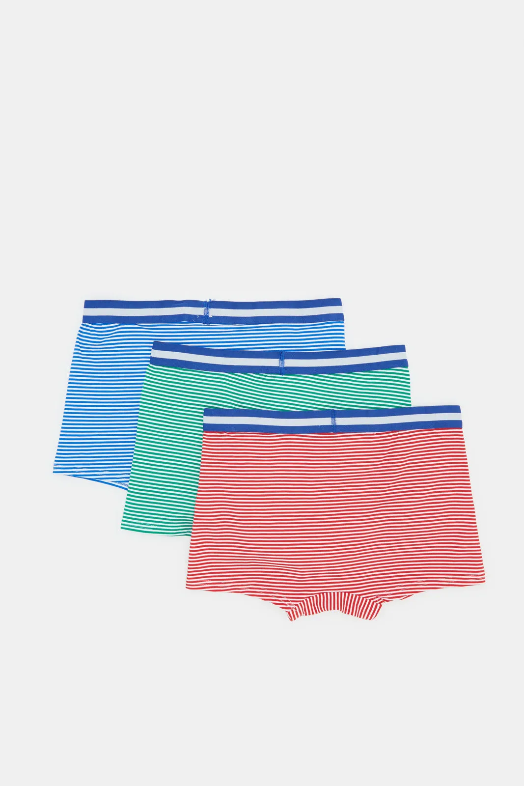 Senior Boys Blue And Pink Striped Boxer Brief Set (Pack of 3)