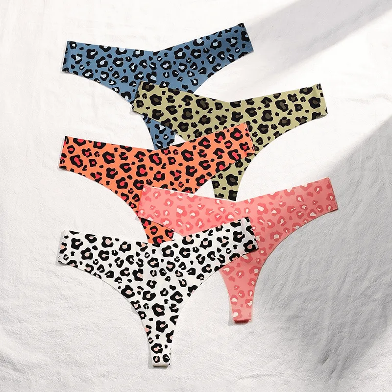 Sexy Leopard Print T-Back T-Shaped Panties / Seamless Underwear - SF0869