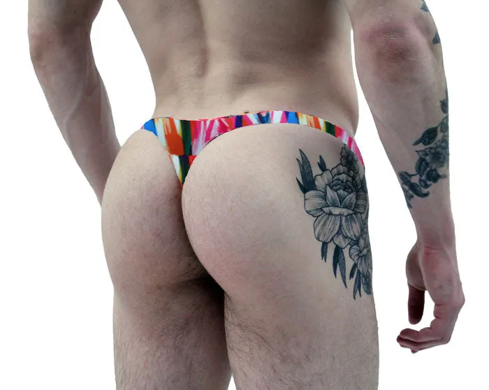 Shop Men's Thong with Painted Brush Strokes Design