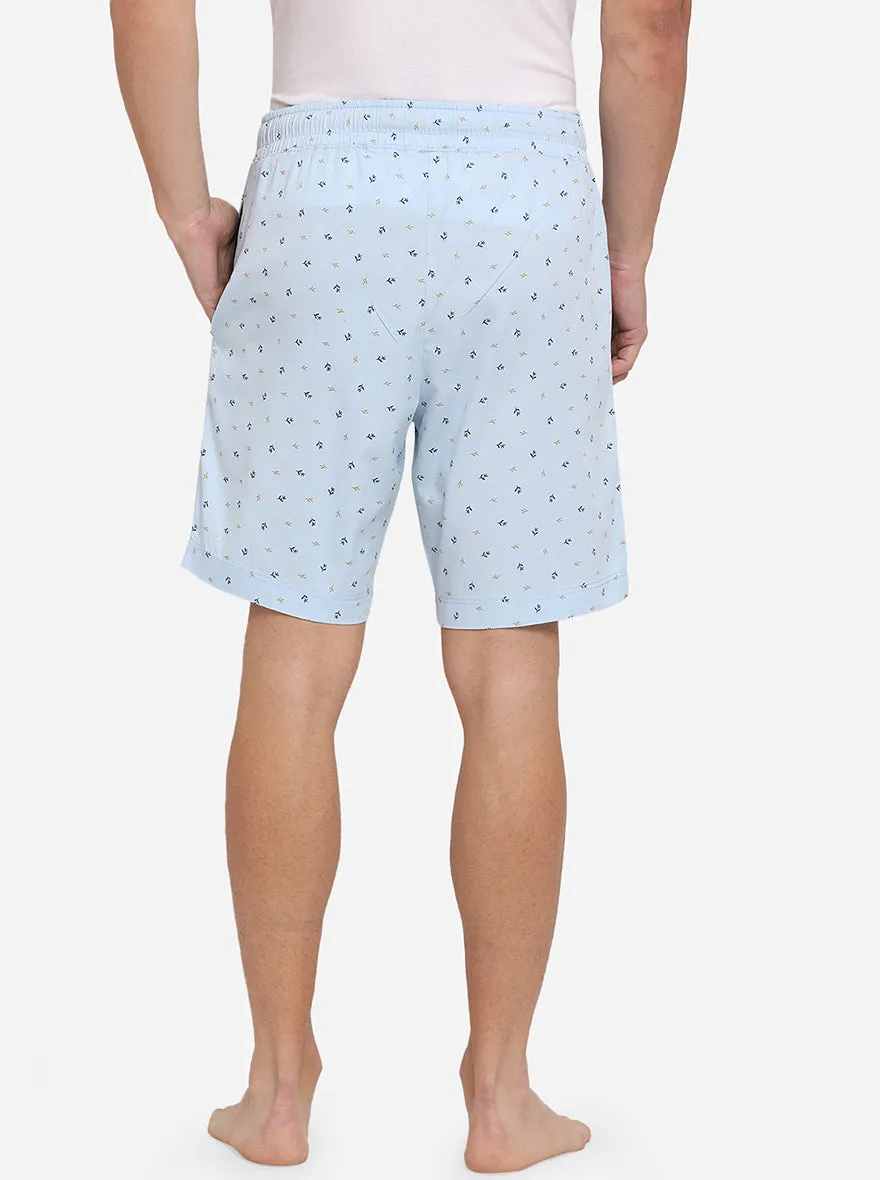 Sky Blue Printed Regular Fit Boxer Shorts | JadeBlue