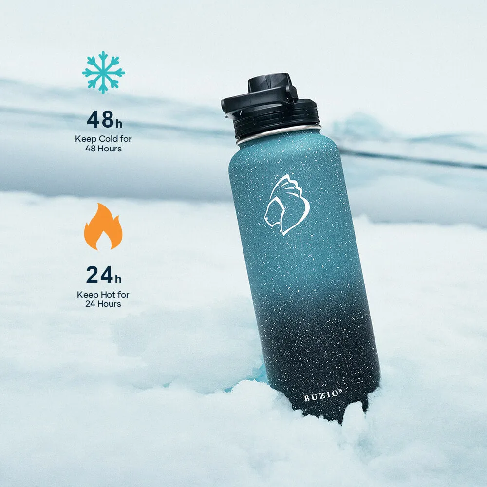 Stainless Steel Water Bottle with 3 Lids | 40oz | Starry Indigo