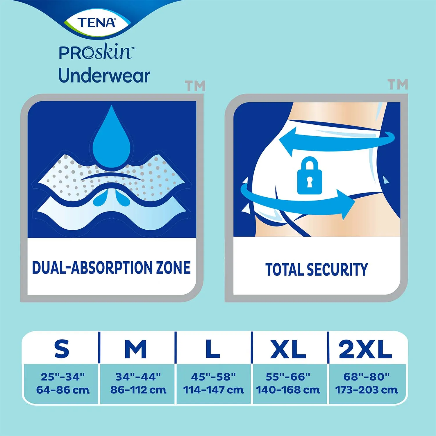 TENA ProSkin Extra Protective Incontinence Underwear 25"- 35", Moderate Absorbency, Unisex, Small