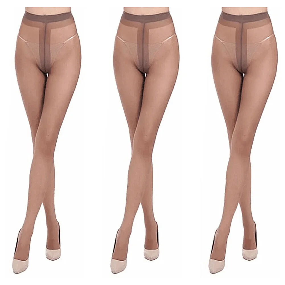 US 3~6 Pairs Sheer Tights Silky Stockings Ultra Thin Glossy High Waist Pantyhose