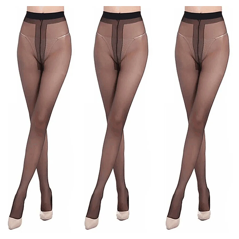 US 3~6 Pairs Sheer Tights Silky Stockings Ultra Thin Glossy High Waist Pantyhose