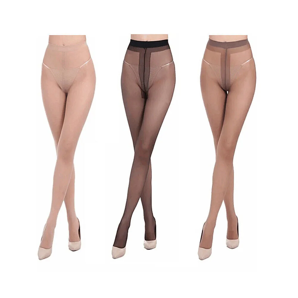 US 3~6 Pairs Sheer Tights Silky Stockings Ultra Thin Glossy High Waist Pantyhose