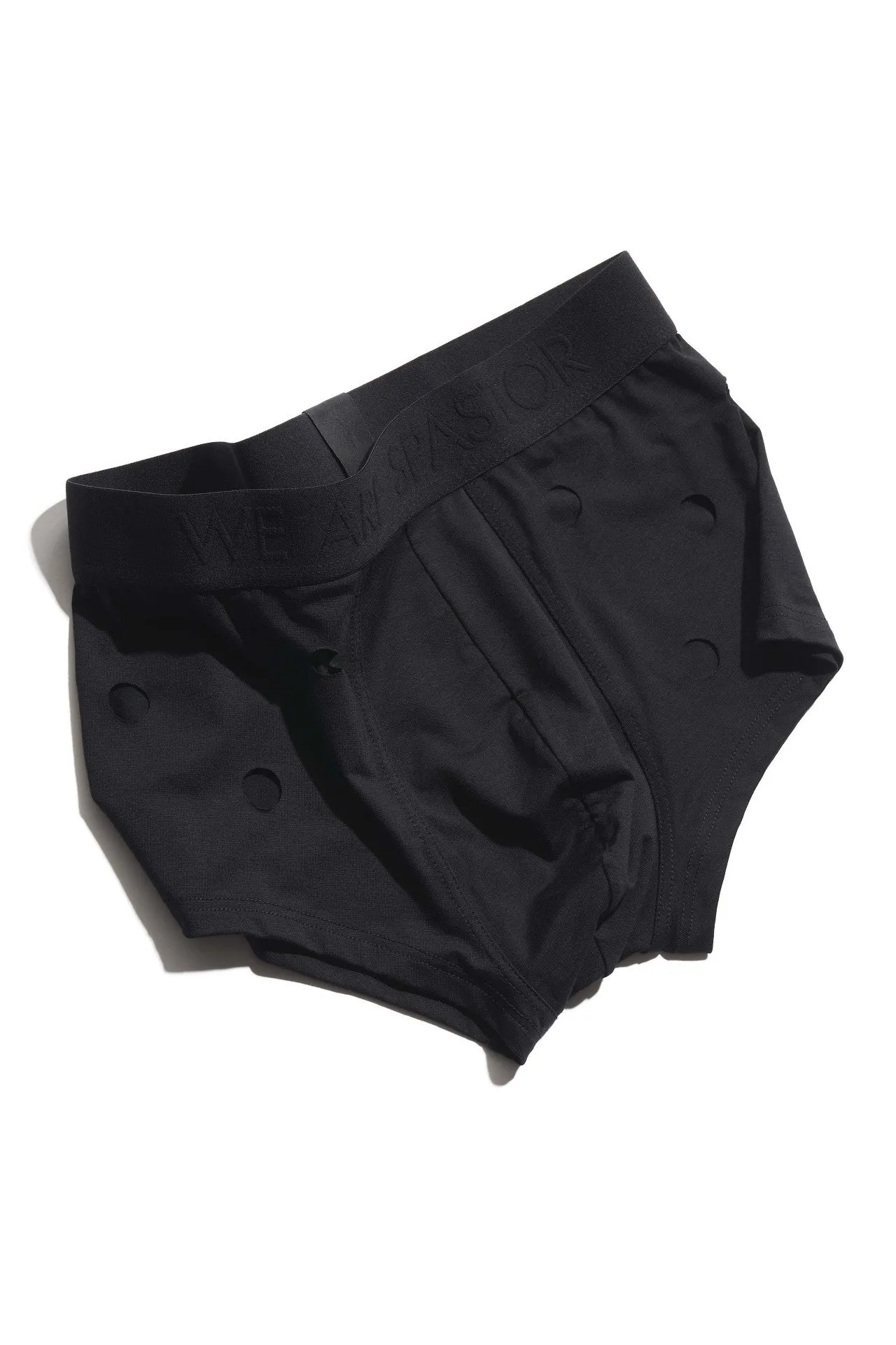 WE ARE SPASTOR BLACK BOXER BRIEF W/ HOLES