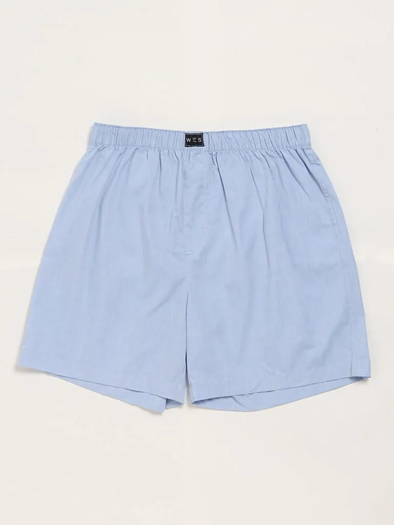 Pack of 2 Plain Blue Cotton Boxers from WES Lounge