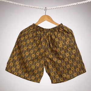 Yellow - Ajrakh Block Printing Cotton Unisex Boxer/Shorts